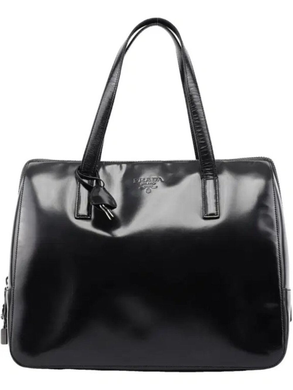 Authentic Prada Re-Edition Vintage Patent Leather Tote Hand Bag